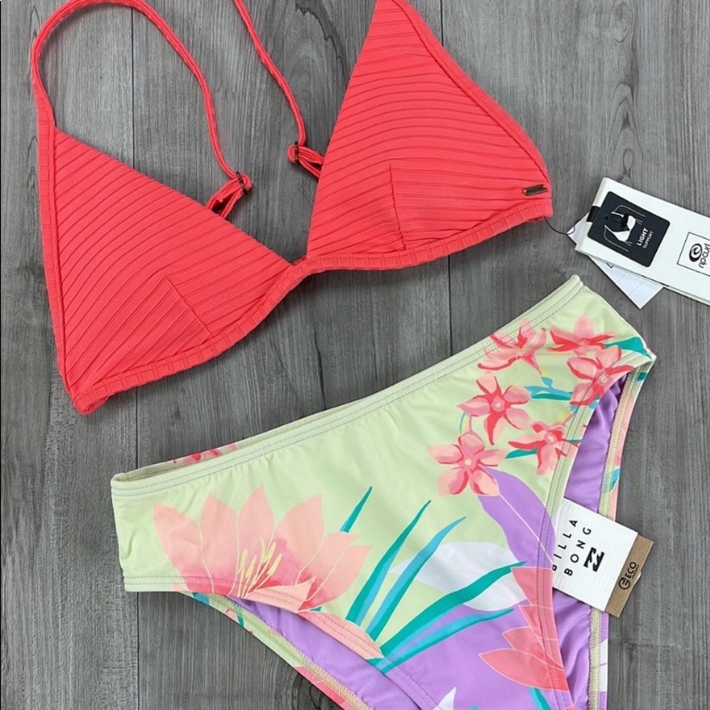 ☀️BILLABONG☀️RIP CURL☀️LOST IN DAYDREAM Premium Surf Banded Fixed Top BIKINI SET - Picture 4 of 15
